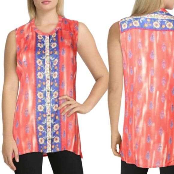 Aratta Silent Journey -201 NWT Eleanora Floral Sleeveless Button-Down‎ Top M - Picture 1 of 11